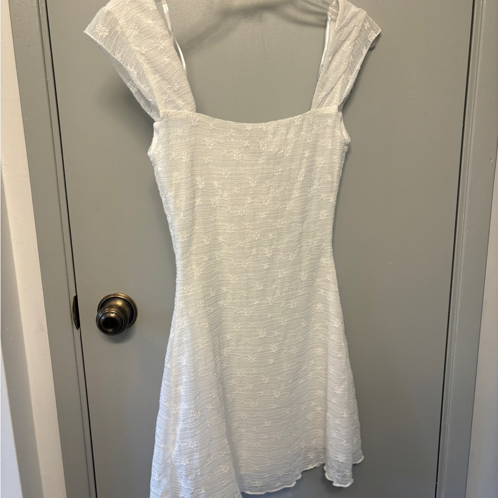 Princess Polly White A-Line Mini Dress with Flutter Sleeves